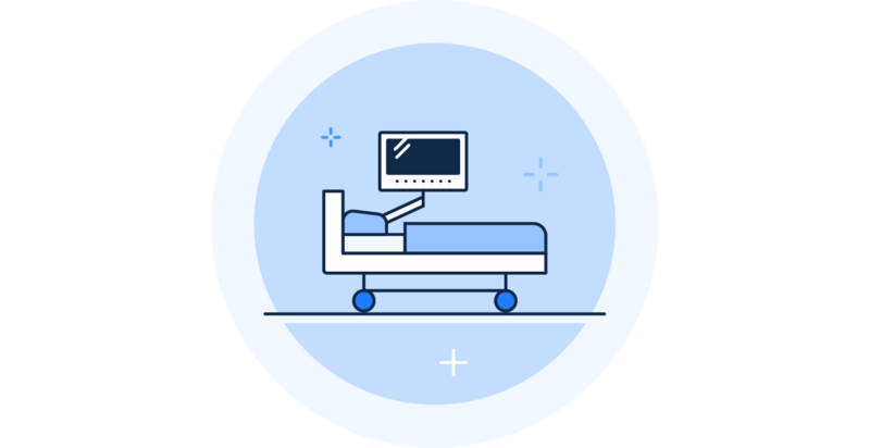 BEWATEC, KHZG-Lösungen am Patientenbett | Icon: Patientenbett mit Bedside Terminal