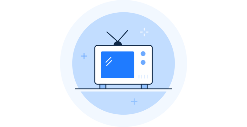 BEWATEC Bedside Terminals | Icon: Fernseher auf hellblauem Hintergrund