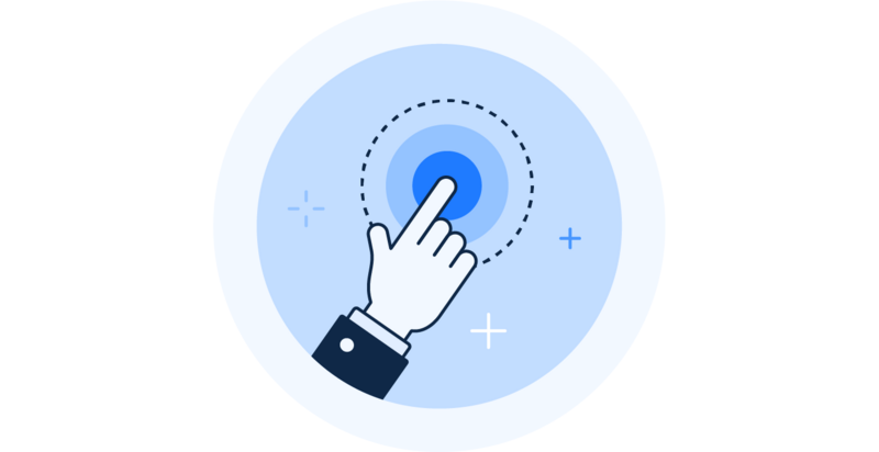 BEWATEC Icon, einfache Bedienung, Finger tippt auf großen Button